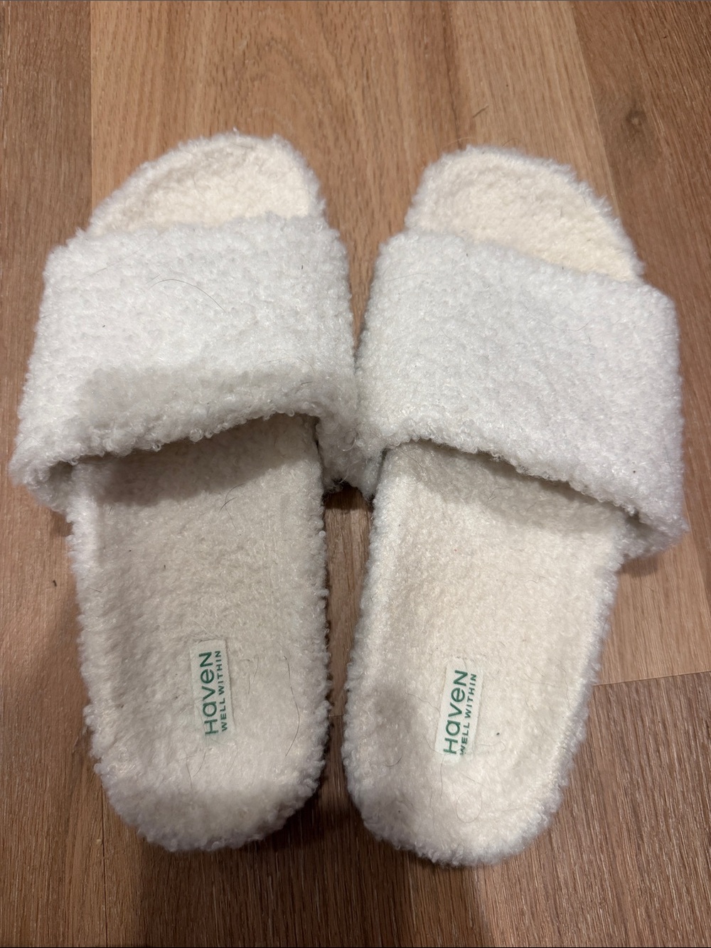 Have Plush Cream Fuzzy Slide Slippers